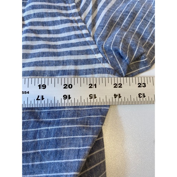 J Crew Shirt Men Large Grey Striped Irish Linen Baird McNutt Short Sleeve - Picture 7 of 10